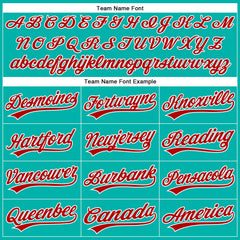 Custom Aqua White Pinstripe Red Authentic Baseball Jersey