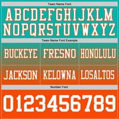 Custom Aqua White-Orange Authentic Fade Fashion Football Jersey