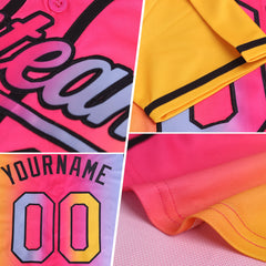 Custom Aqua Medium Purple Medium Pink-Black Authentic Gradient Fashion Baseball Jersey