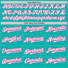 Custom Aqua Pink Pinstripe White Two-Button Unisex Softball Jersey